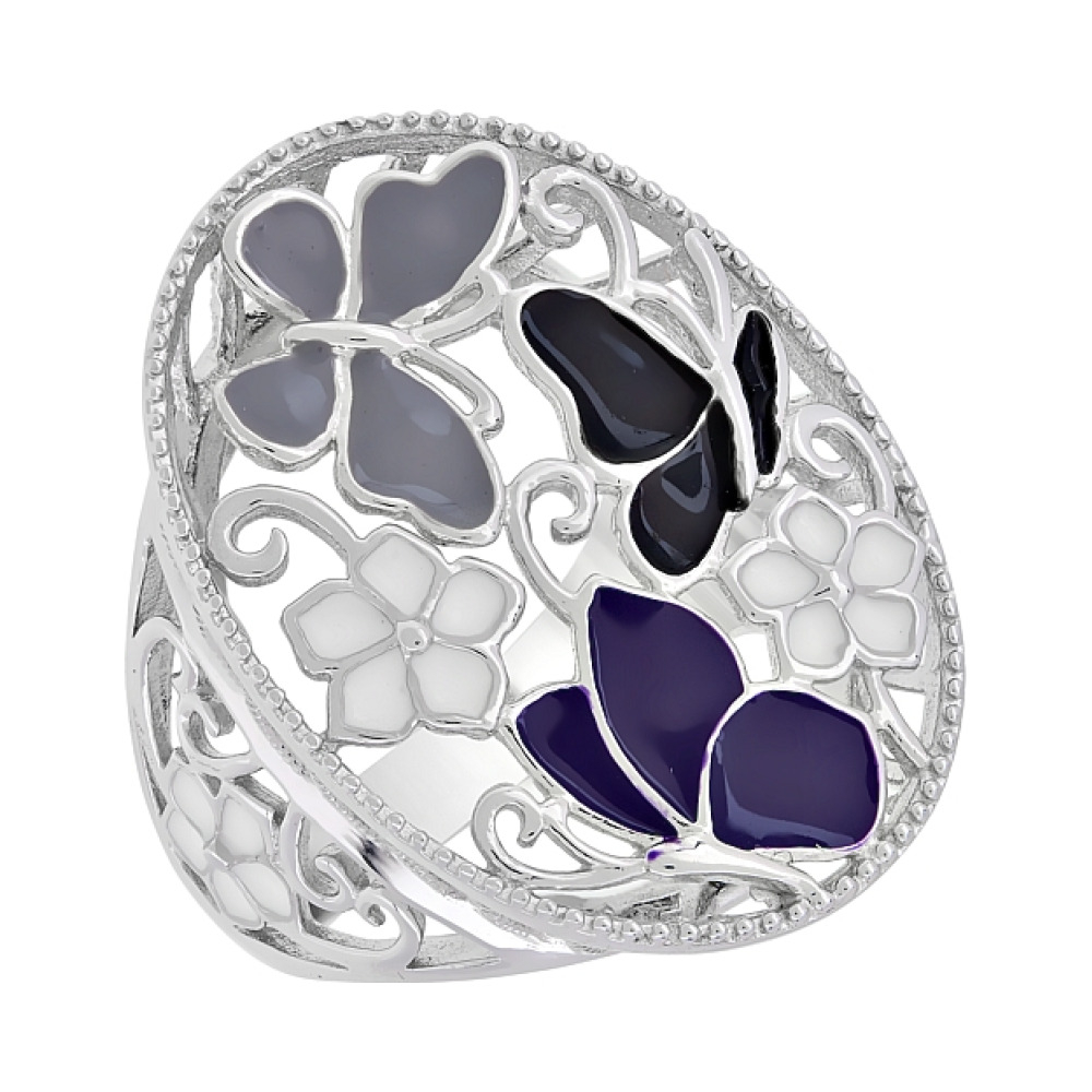 Серебряное кольцо с эмалью № 107329