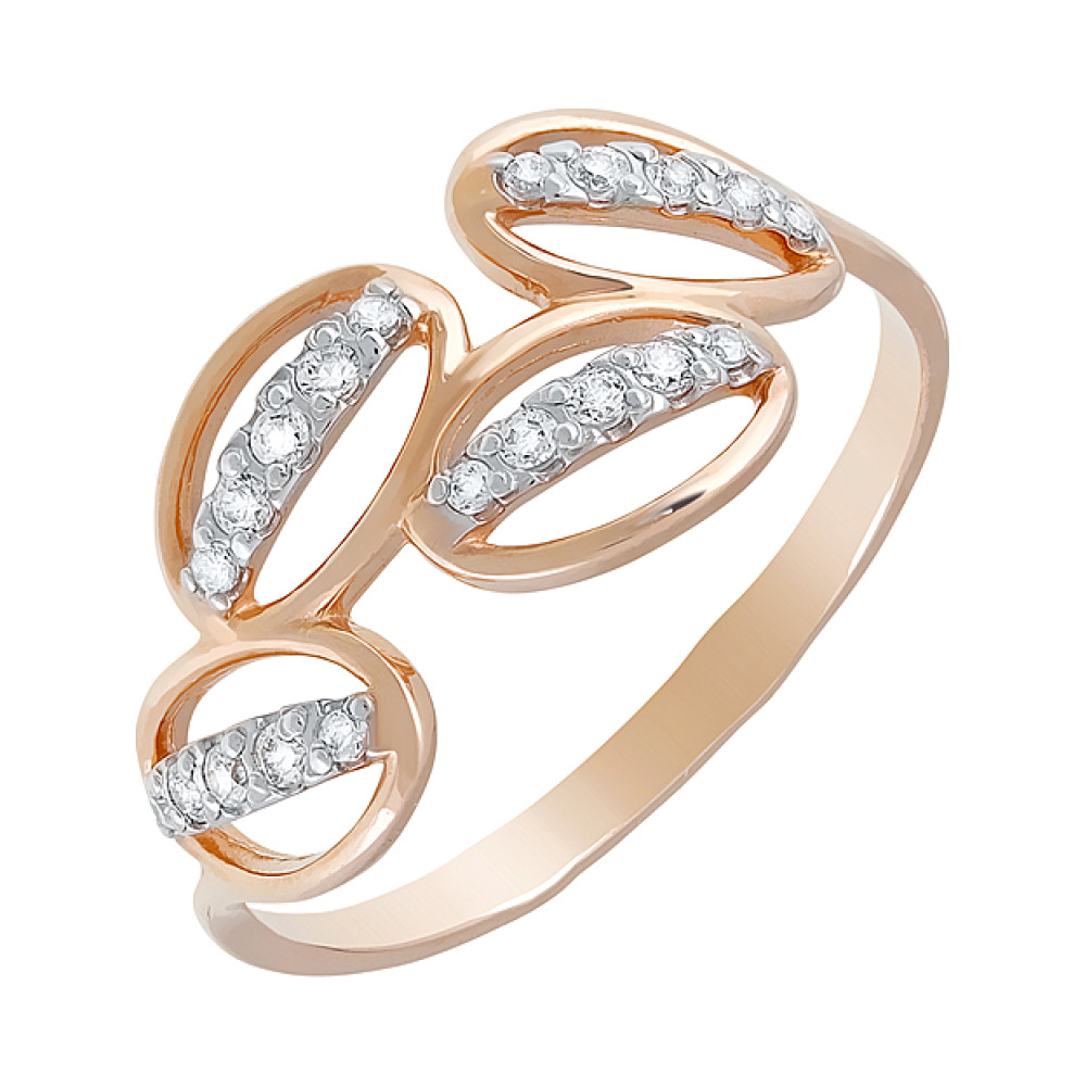 Золотое кольцо с фианитами № 101839