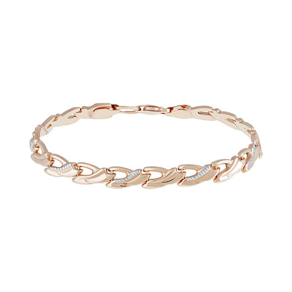 Золотой браслет без камня с алмазкой № 136868