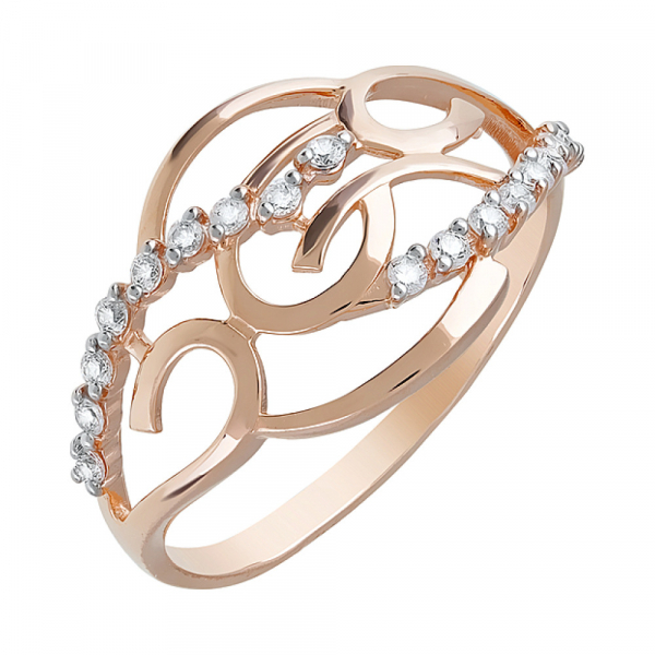 Золотое кольцо с фианитами № 123645