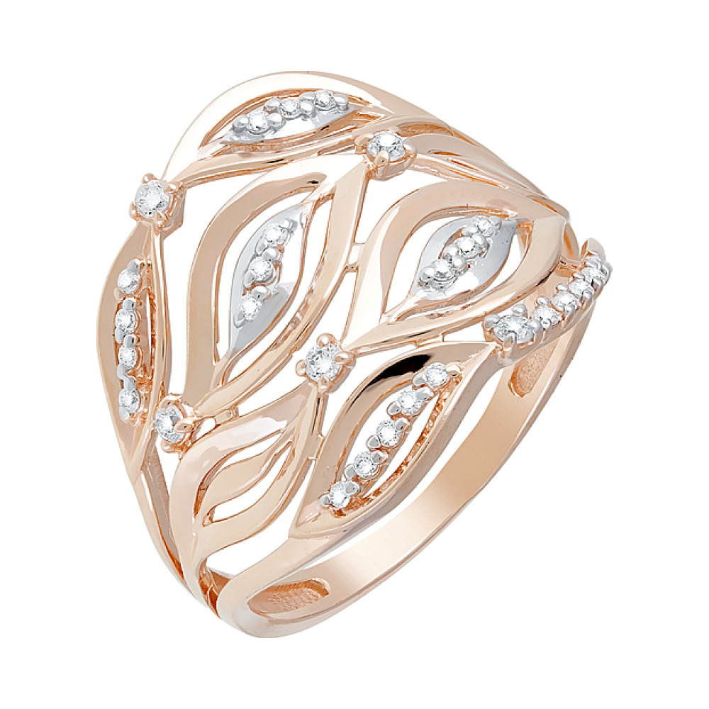 Золотое кольцо с фианитами № 123831