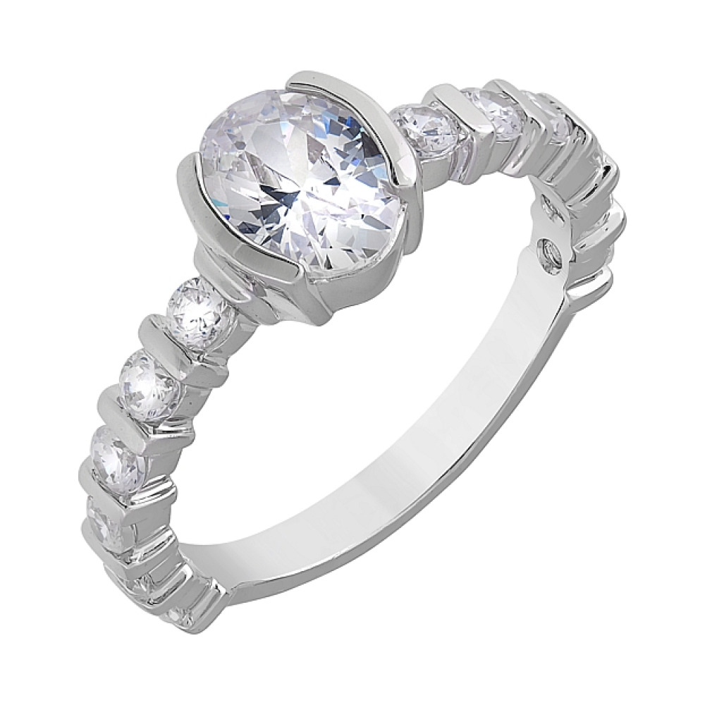 Серебряное кольцо с фианитом № 108571