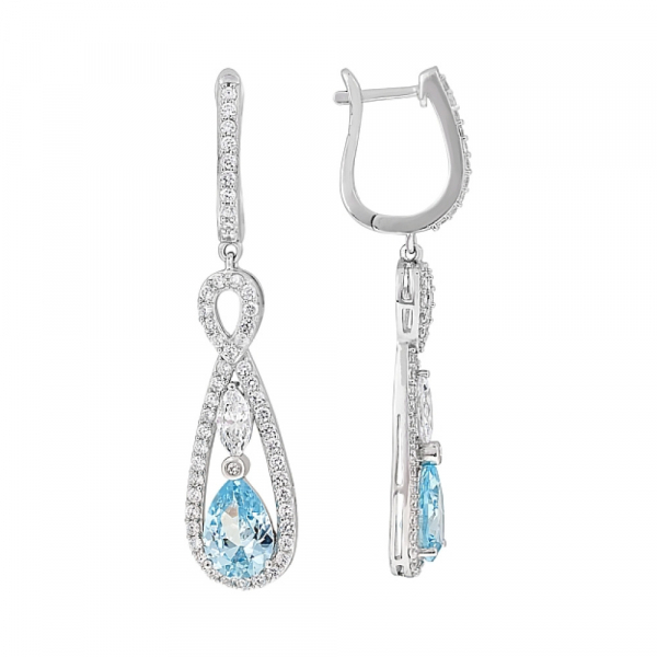 Серебряные серьги с фианитами № 112745