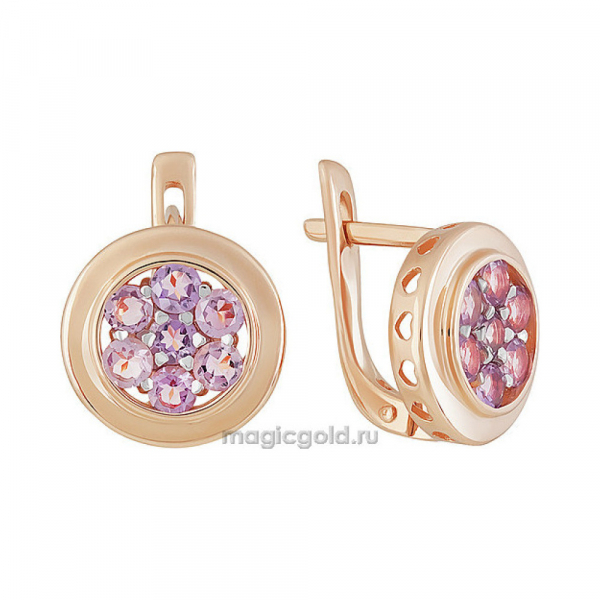 Золотые серьги с аметистом № 141405