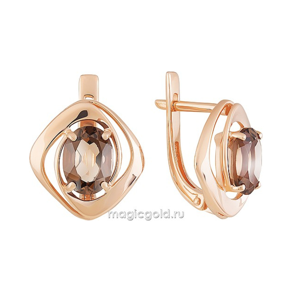 Золотые серьги с раухтопазом № 160618