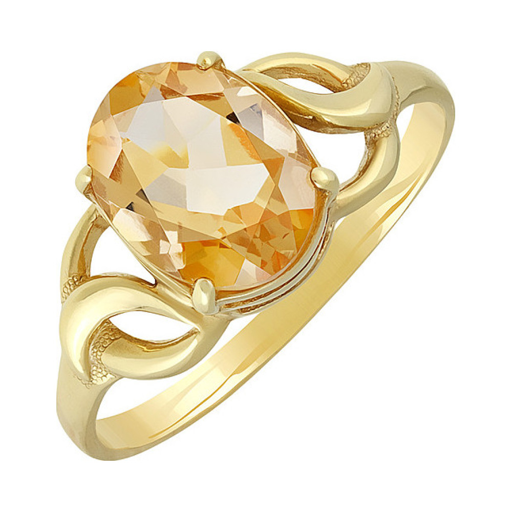 Серебряное кольцо с цитрином и золотым покрытием № 135676