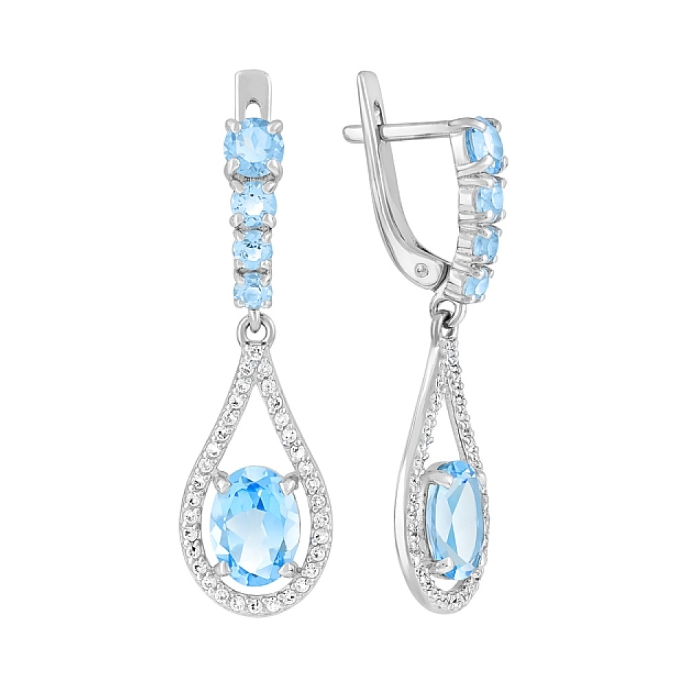 Золотые серьги с топазом и фианитом № 120814