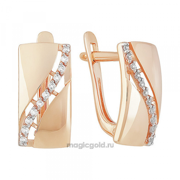 Золотые серьги с фианитом № 155918