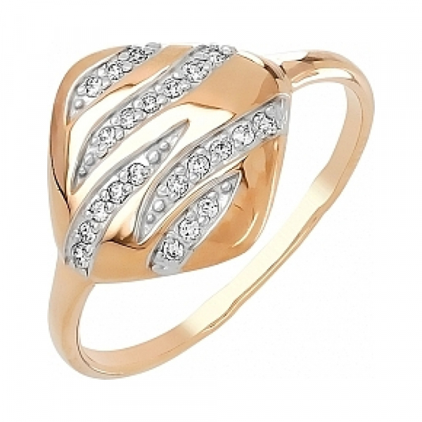 Золотое кольцо с фианитами № 109616