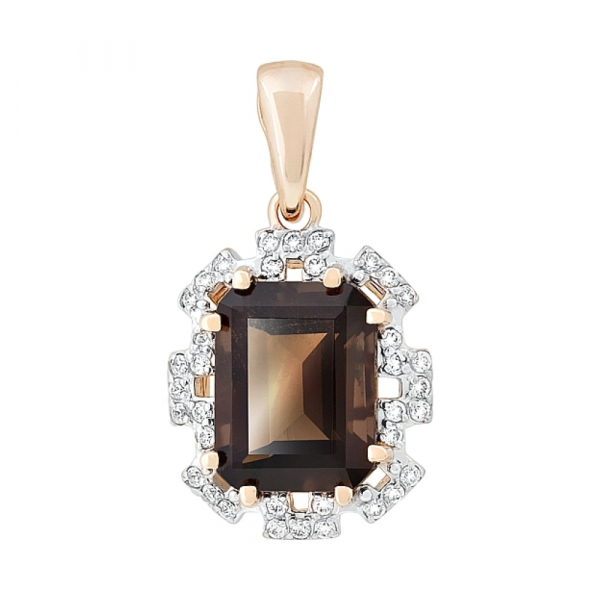 Золотая подвеска с раухтопазом и фианитом № 118195