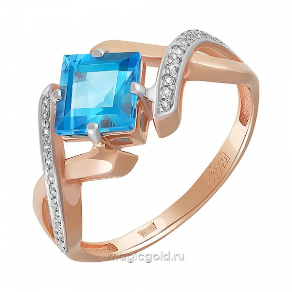 Золотое кольцо с топазом и фианитом № 164167