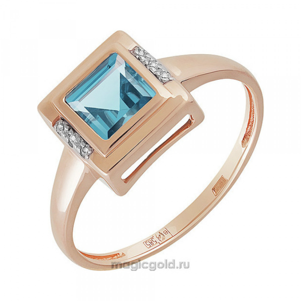 Золотое кольцо с топазом и фианитом № 160480
