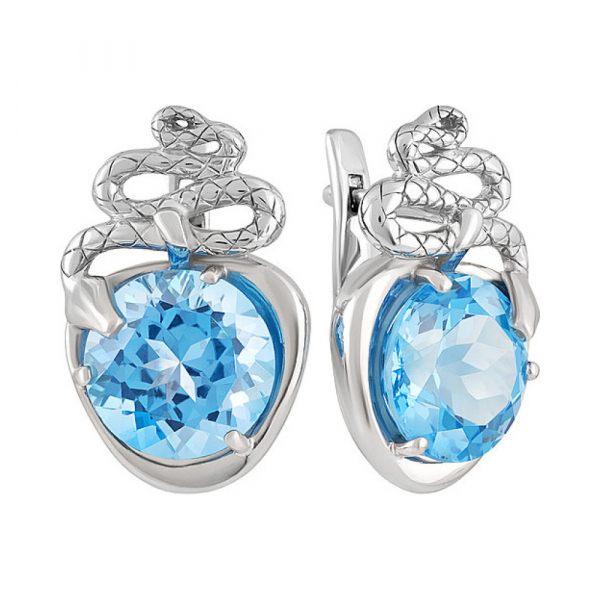 Серебряные серьги с топазом и фианитом № 128128