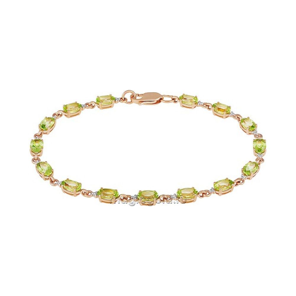 Золотой браслет с хризолитом и фианитом № 163543