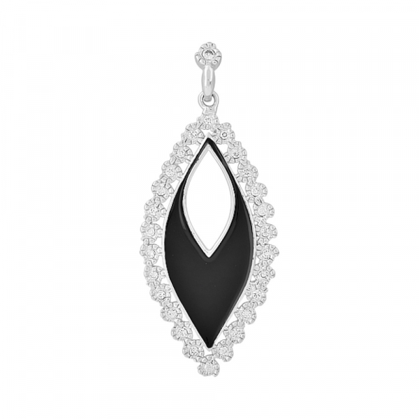 Серебряная подвеска с фианитом и эмалью № 115235