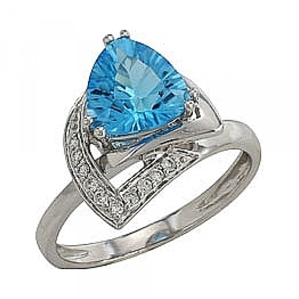 Золотое кольцо с бриллиантом и топазом № 80673