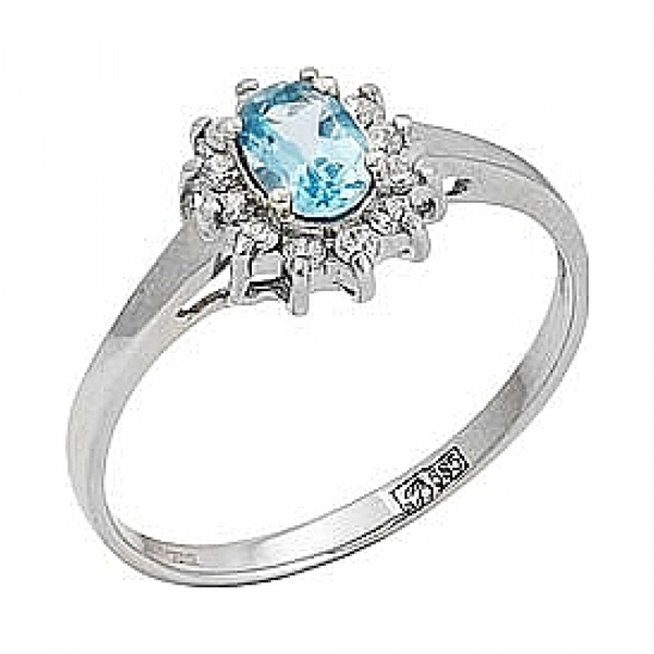 Золотое кольцо с топазом и фианитами № 26928