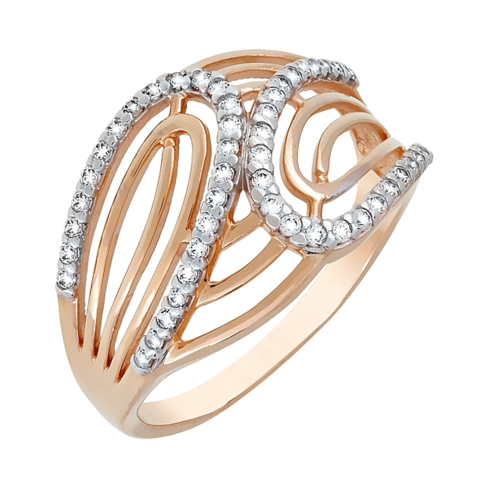 Золотое кольцо с фианитами № 107607