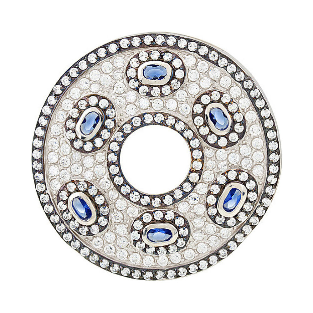 Серебряная подвеска с фианитом и черным покрытием № 118414