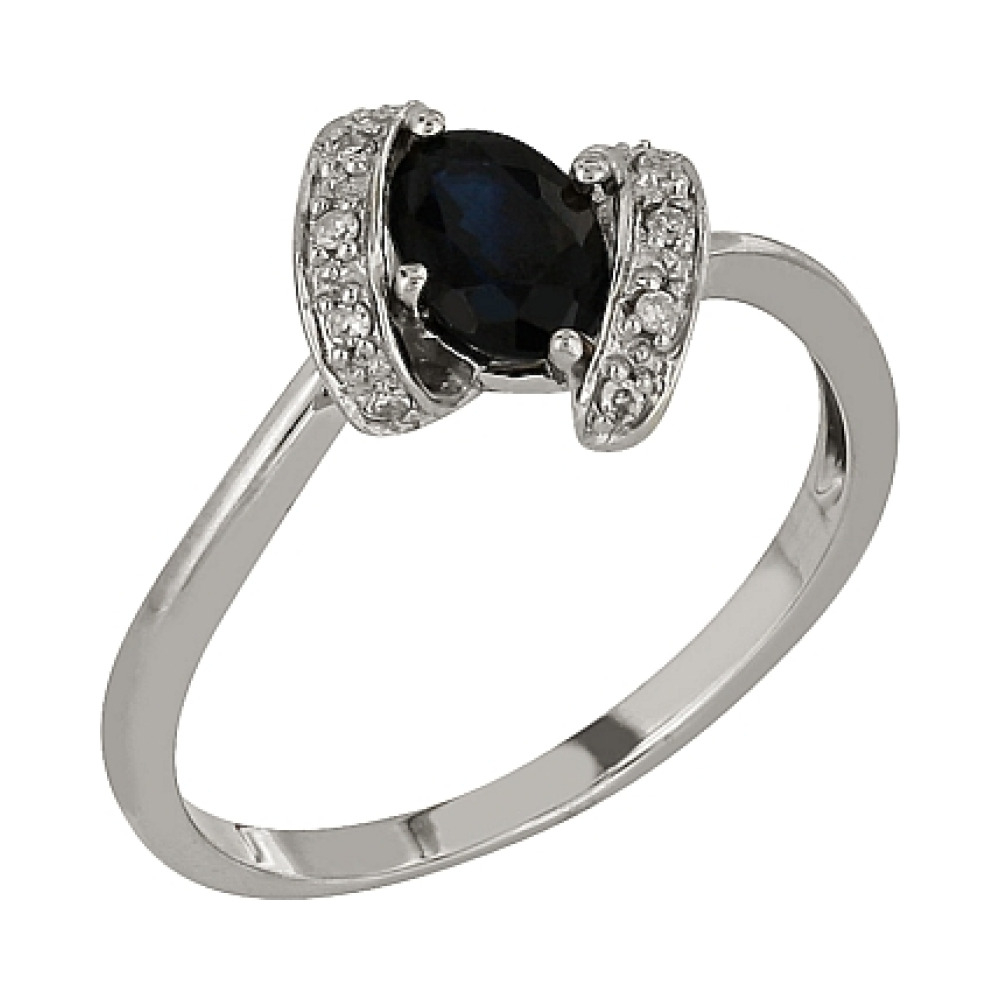 Кольцо с бриллиантом и сапфиром № 95636