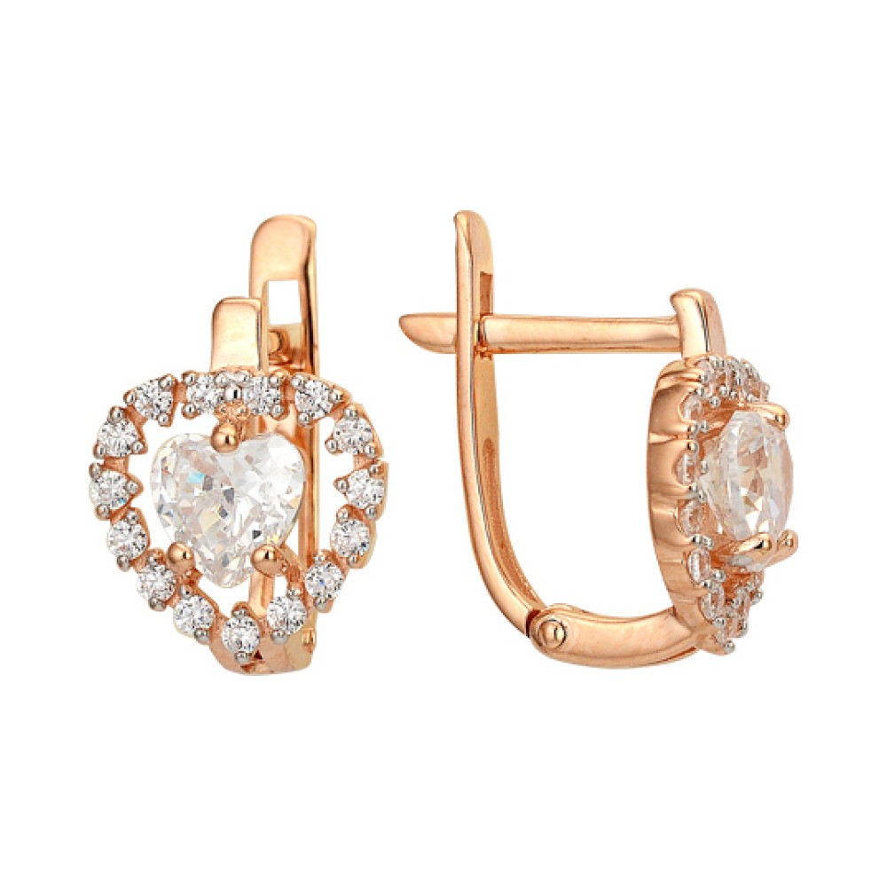 Золотые серьги с фианитом № 139394