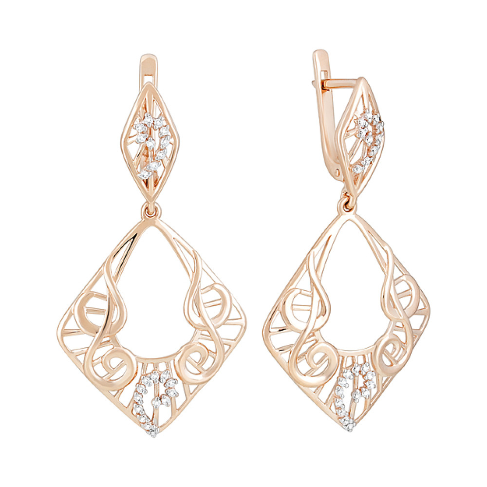 Золотые серьги с фианитами № 124747