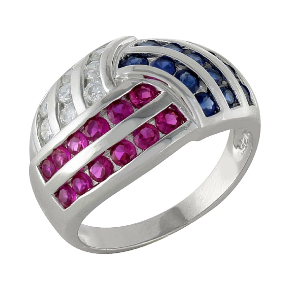 Серебряное кольцо с имитац. корунда и фианитом № 99922