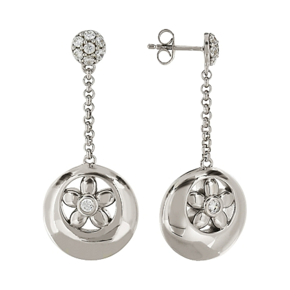 Серебряные серьги с фианитом № 82891