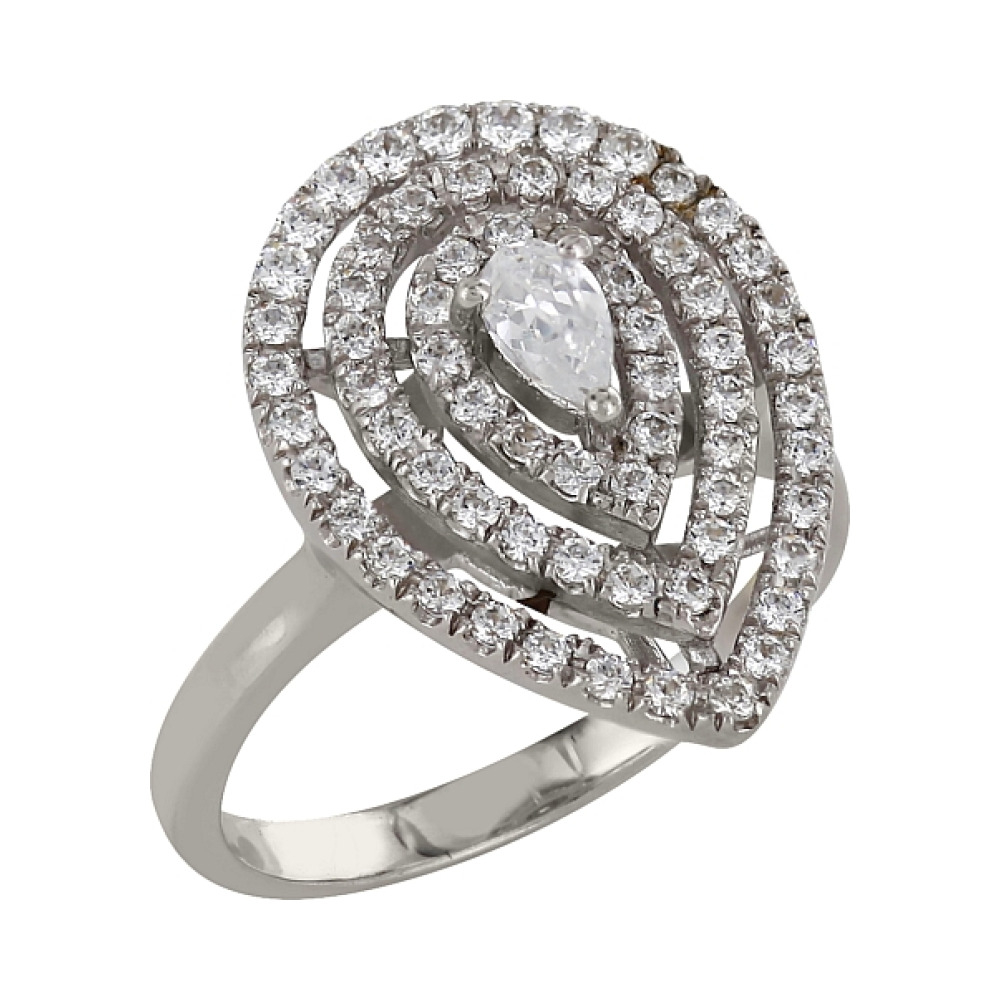 Серебряное кольцо с фианитом № 83561