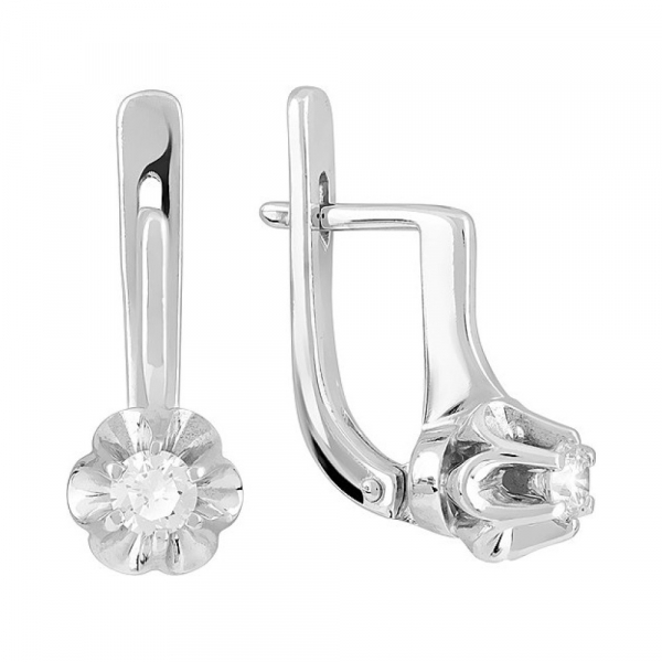 Золотые серьги с бриллиантом № 118632