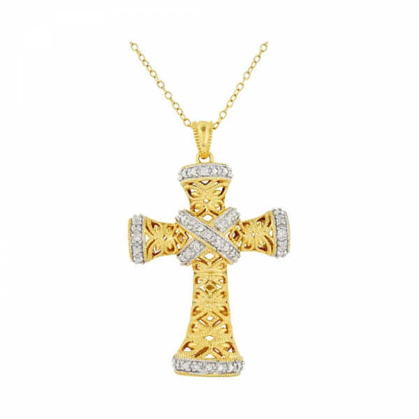 Серебряное колье с фианитом и золотым покрытием № 80324