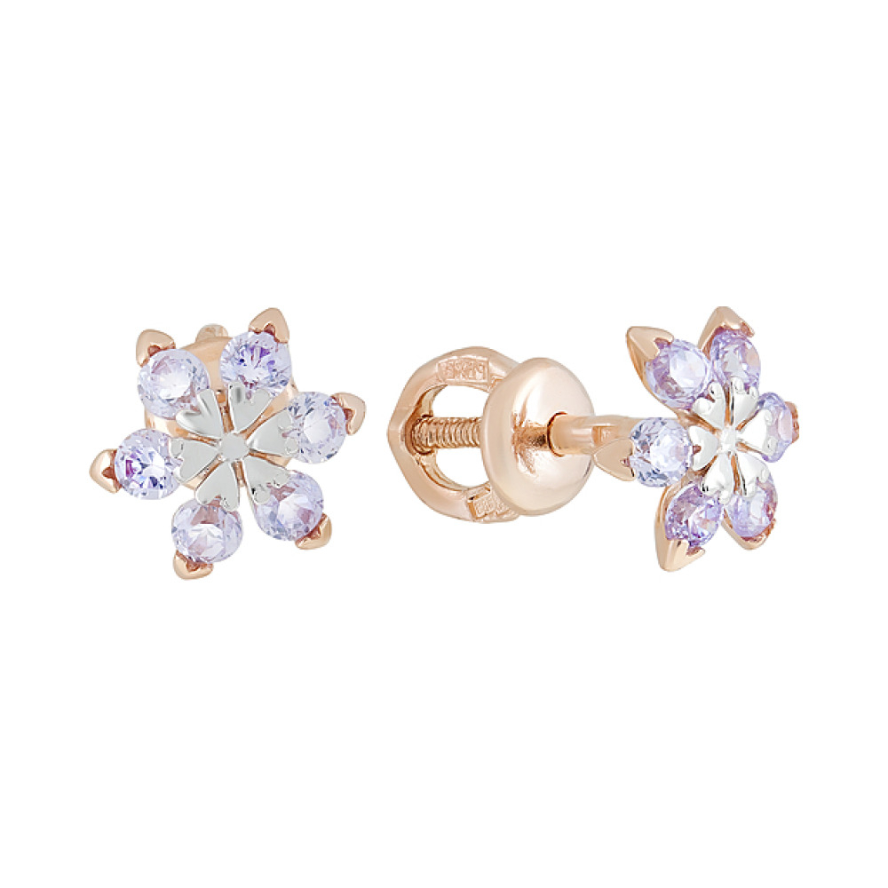 Золотые серьги с фианитами № 126424