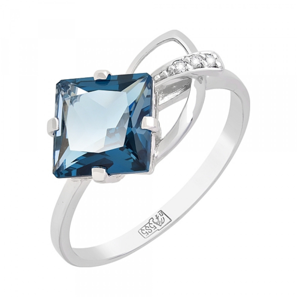 Золотое кольцо с топазом и фианитом № 111248