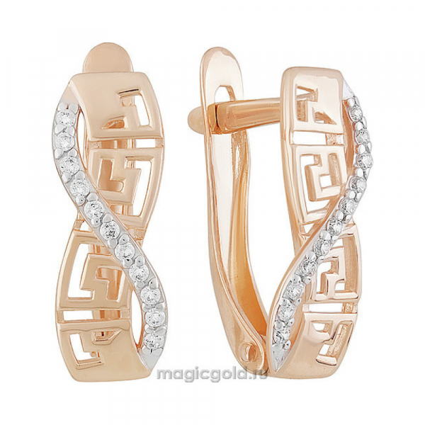 Золотые серьги с фианитом № 160259