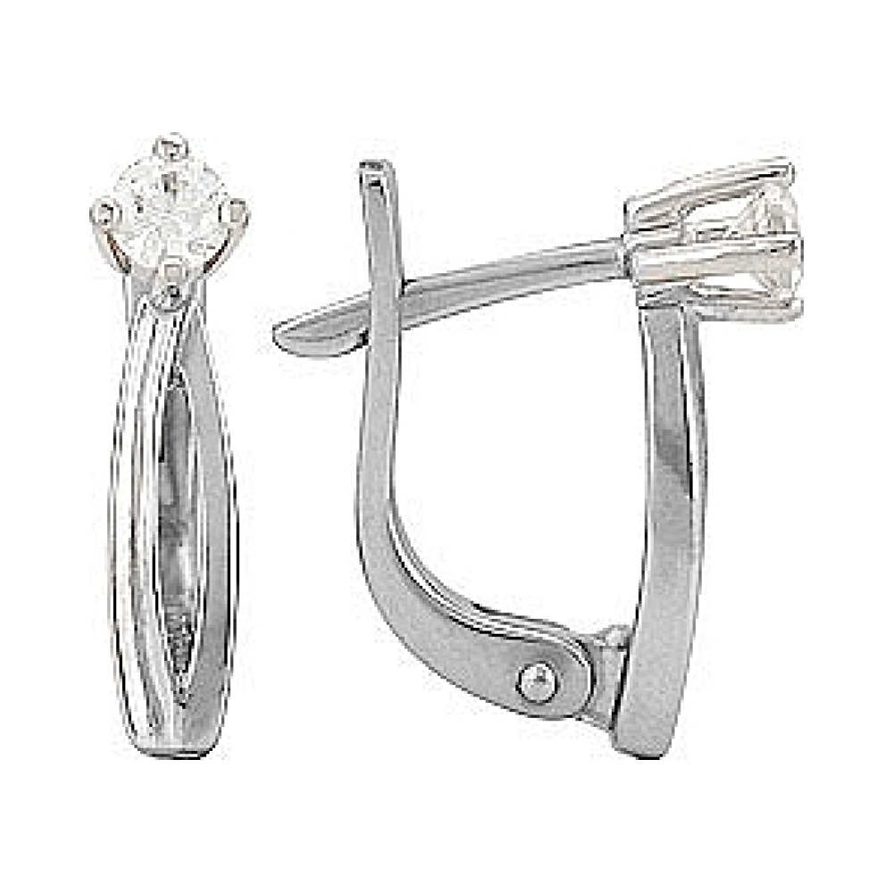 Золотые серьги с бриллиантом № 114657