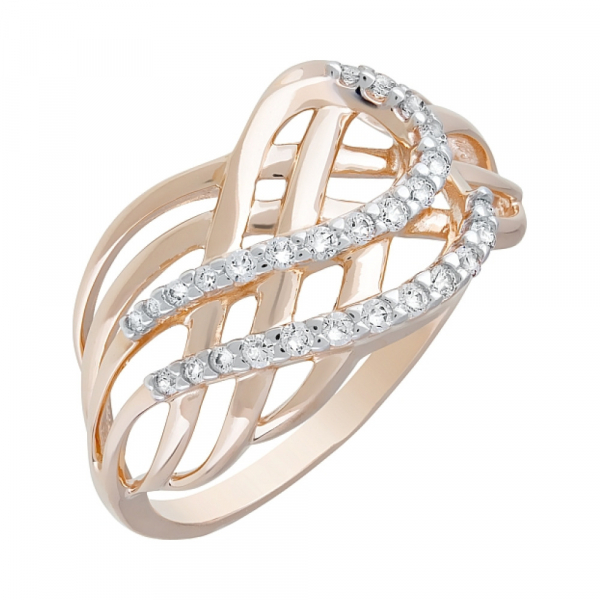 Золотое кольцо с фианитами № 121981