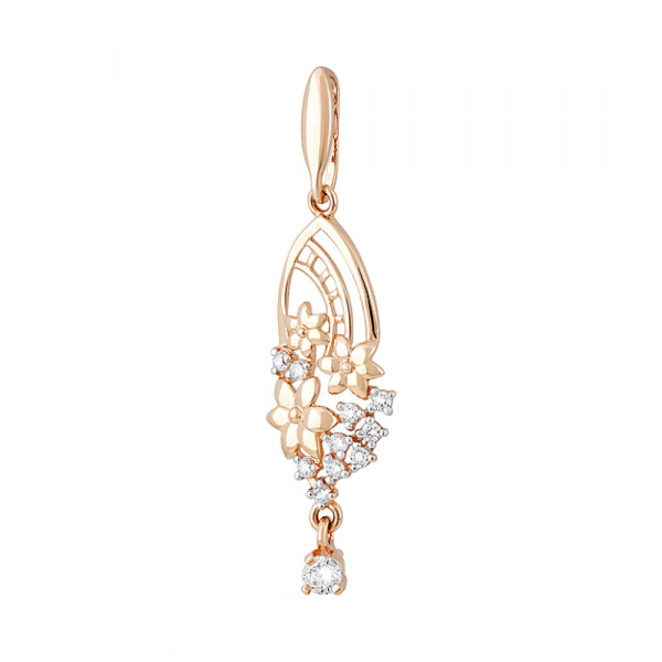 Золотая подвеска с фианитом № 130074