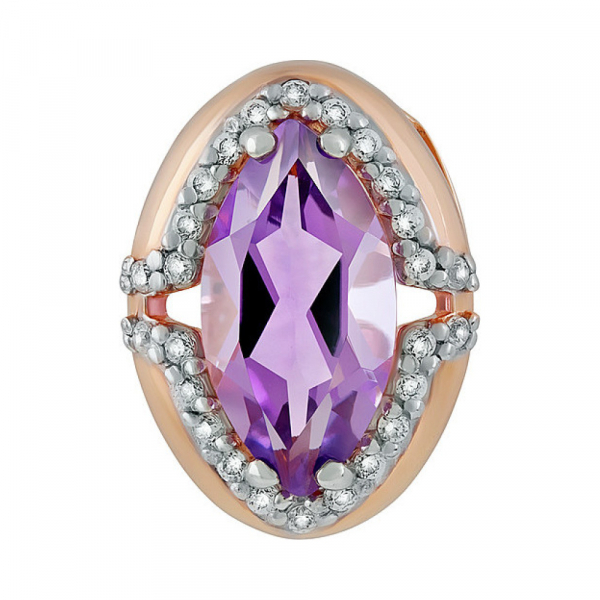 Золотая подвеска с аметистом и фианитом № 134856