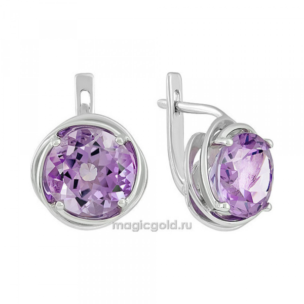 Серебряные серьги с аметистом № 140157