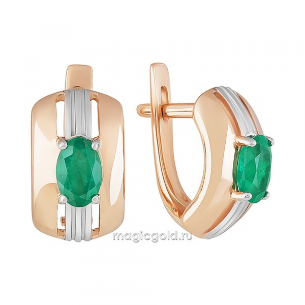 Золотые серьги с изумрудом № 162295