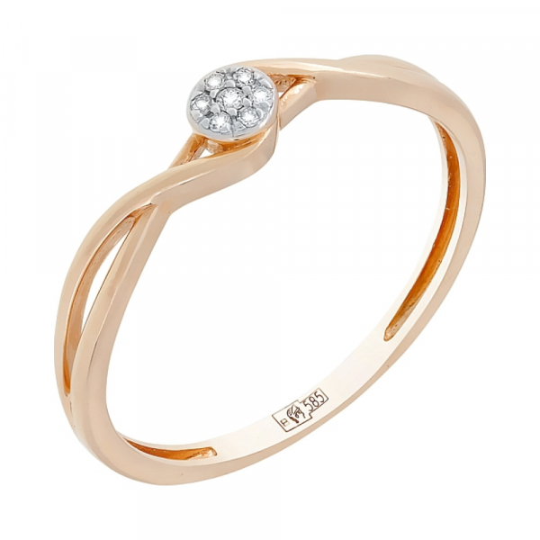 Золотое кольцо с бриллиантом № 104948