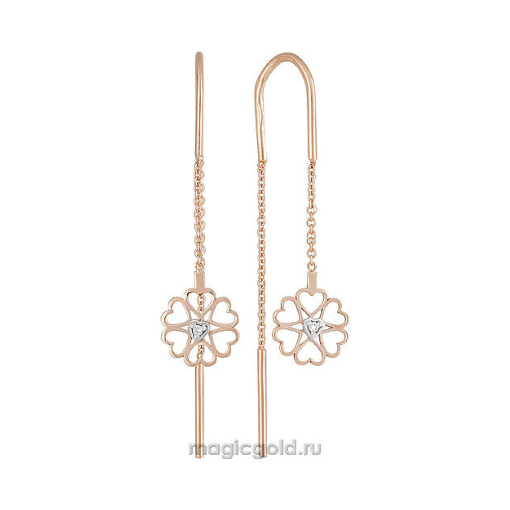 Золотые серьги с фианитом № 156114