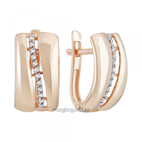 Золотые серьги с фианитом № 139380