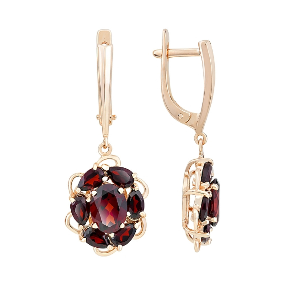 Золотые серьги с гранатом № 116468