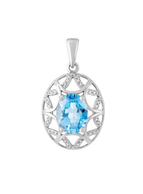 Серебряная подвеска с топазом и фианитом № 124685