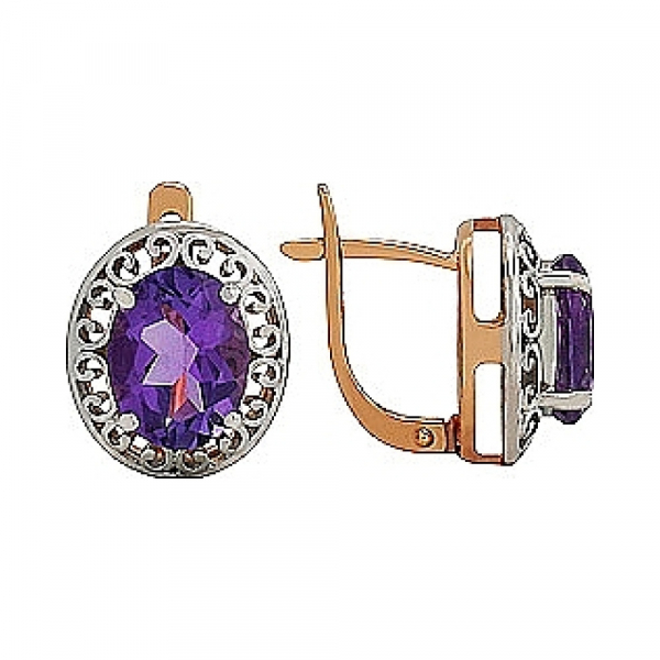 Золотые серьги с аметистом № 52003