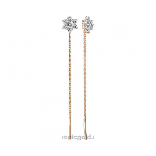 Золотые серьги с фианитом № 156425