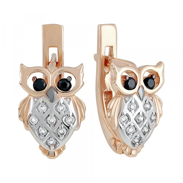 Золотые серьги с фианитом № 137034