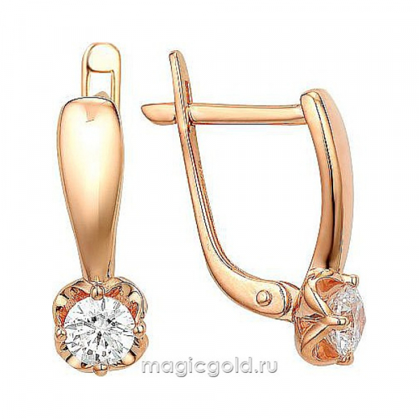 Золотые серьги с кристаллом swarovski № 174076