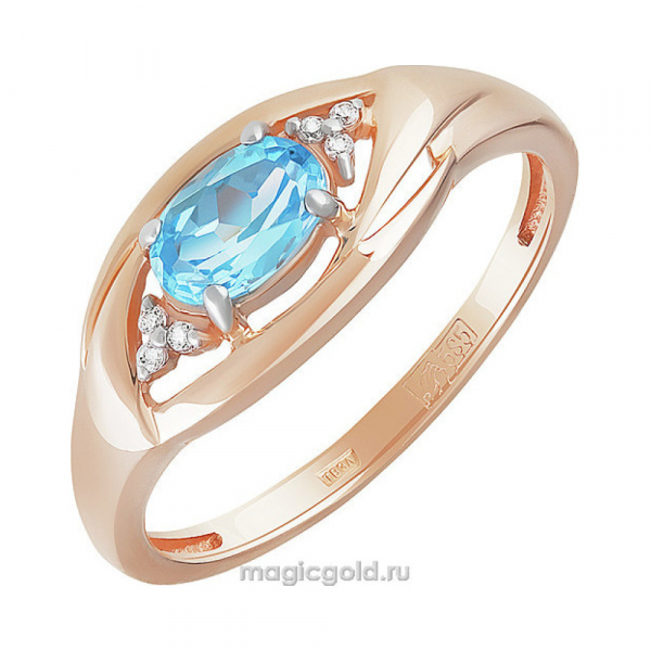 Золотое кольцо с топазом и фианитом № 158785